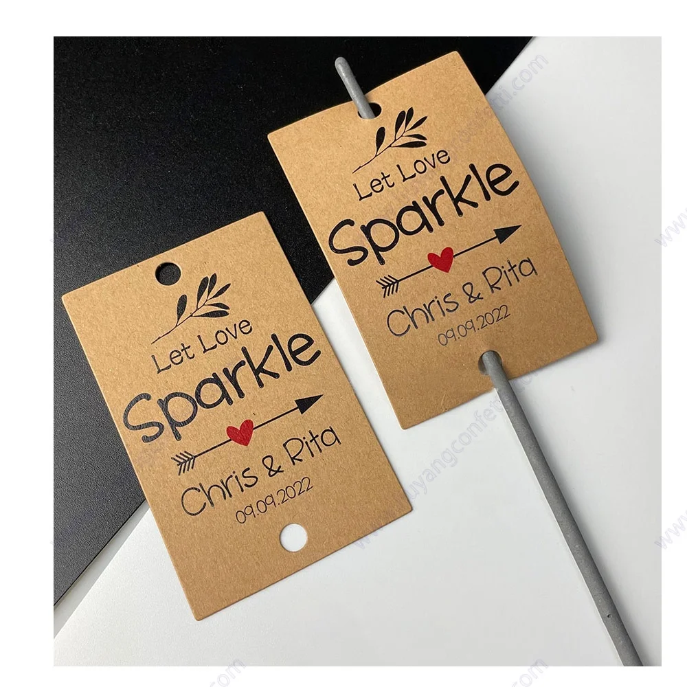100 Cartellini Personalizzati 'Let Love Sparkle' Per Bomboniere E Regali Di Nozze – 7x4,5 Cm - 2