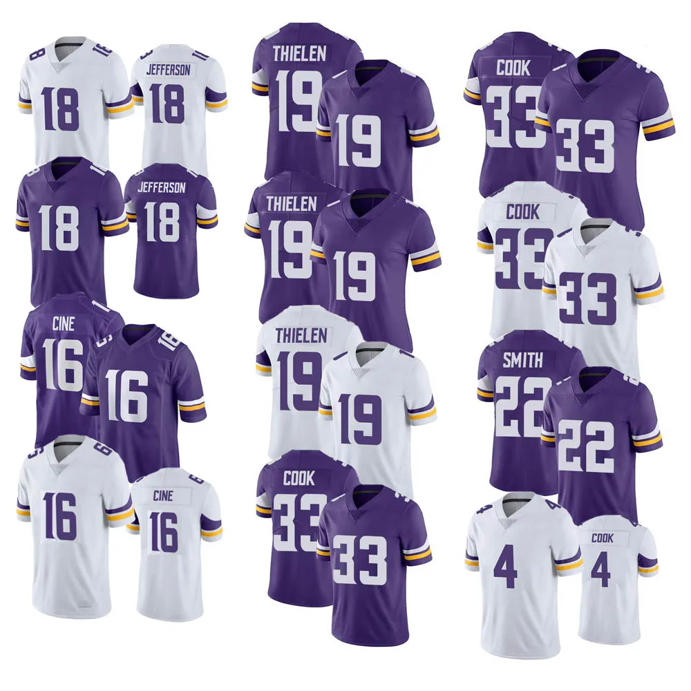 Wholesale Men's Minnesota 18 Justin Jefferson 19 Adam Thielen 4