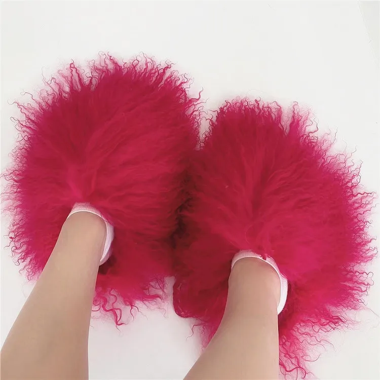 Wool Slipper,Fluffy Fur Slides 