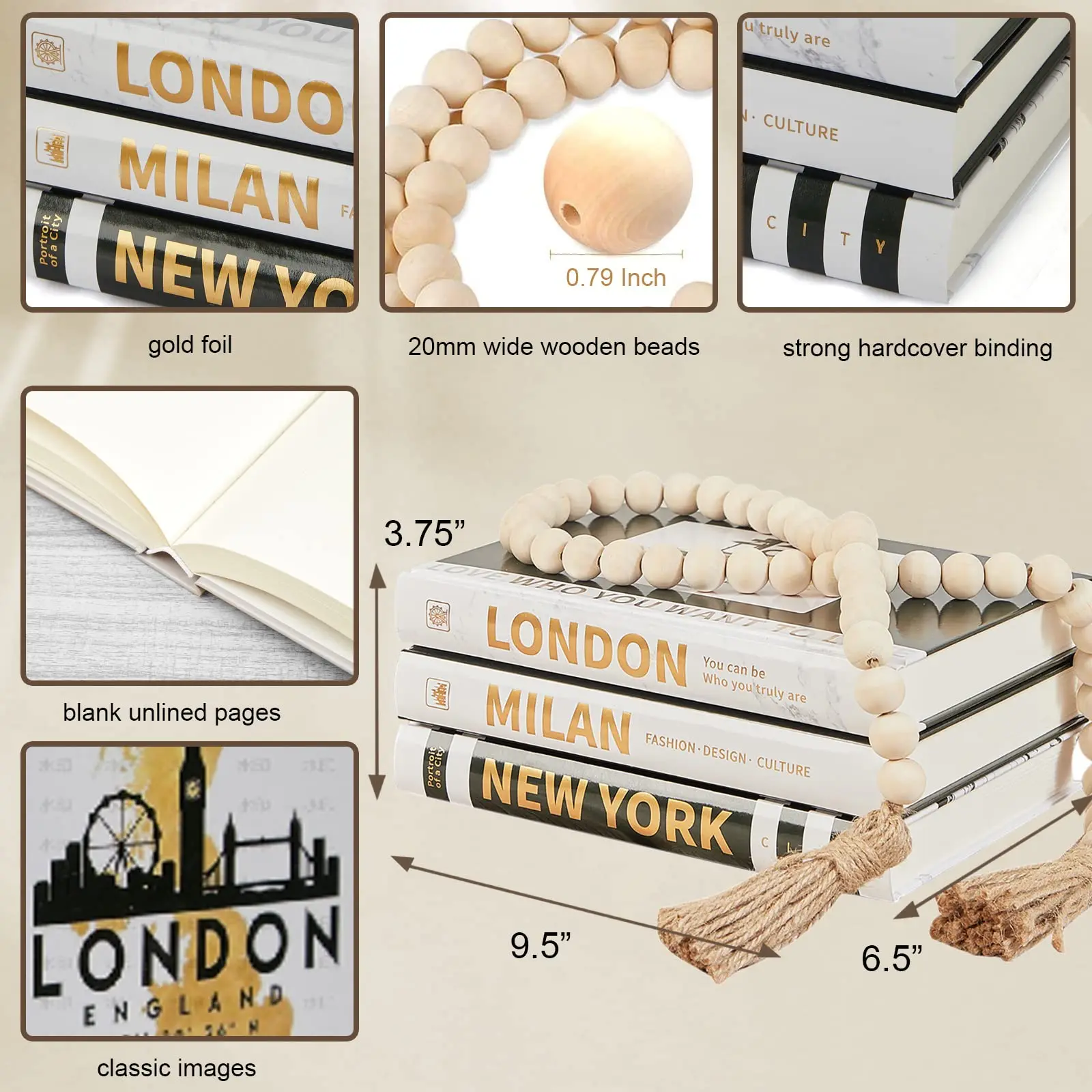 Custom 3 Pieces Fashion Decorative Books For Home Decor Decor Books For