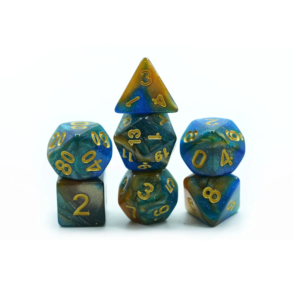 Saincheaptha 16mm Bicolor Polyhedral Résin Dice Plastargainn Dathaithe Leictéir Cluiche DND