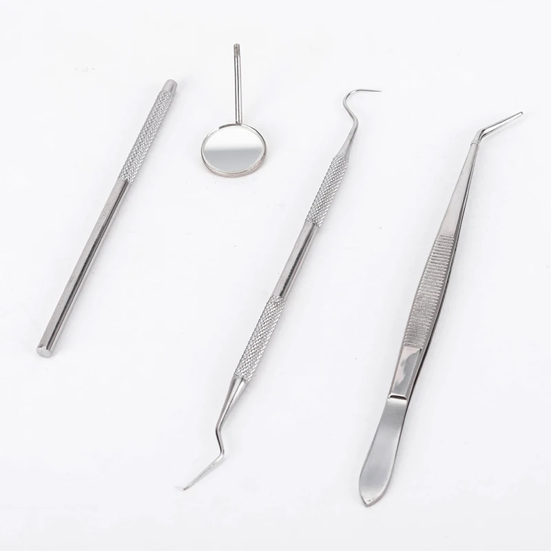 Stainless Steel Dental Mirror Probe and Tweezer Instrument Kit of 3 ...
