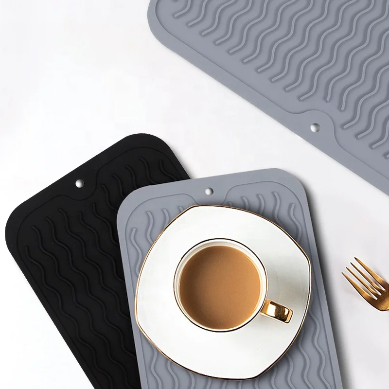 Silicon Dish Drying Mat Heat Resistant Table Mat for Multiple Usage Dish Drainer Silicone Dish Drying Mat for Kitchen Counter