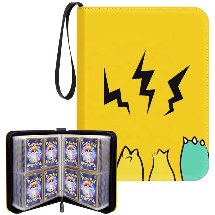 Таможня напечатала Покемон карты связующих кожа Играть чехол дисплей 4 карманные карты связующее вещество