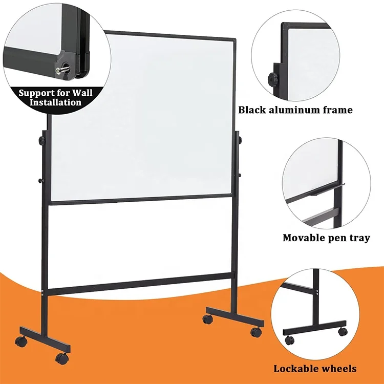 height adjustable large rolling whiteboard double