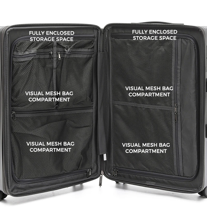 20 Inch Sturdy Durable Telescopic Handle PC Luggage High Appearance Level Silent Password Suitcase High Quality Zipper Closure