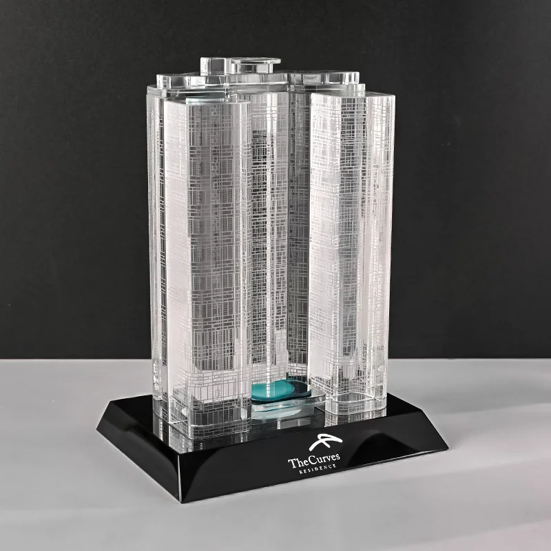 product luxury business custom table decoration crystal crafts model building 3d model creative souvenirs custom crystal model souvenir-7