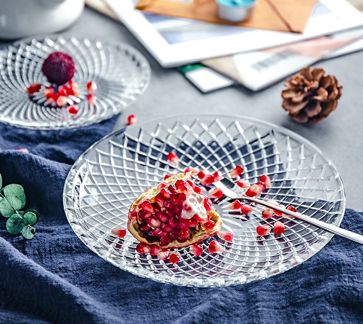 Plato Redondo Platos Cristal Transparente Platos De Comida De Cena