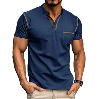 2025 Summer New Men's Short Sleeved T-shirt Casual Polo Shirt for Men