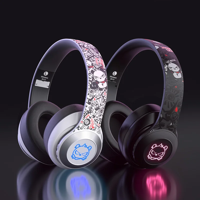 BH10 OEM Noise Cancelling Wireless Bluetooth Bass Led Custom Logo Headphones Light Silent Disco Headphone and Transmitter