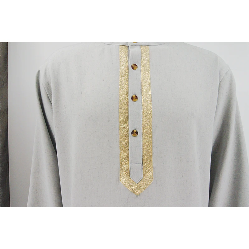 New Arab Thobe Dishdasha Abaya for Men Ramadan Islamic Prayer Robe Embroidered Breathable Long White Muslim Robe