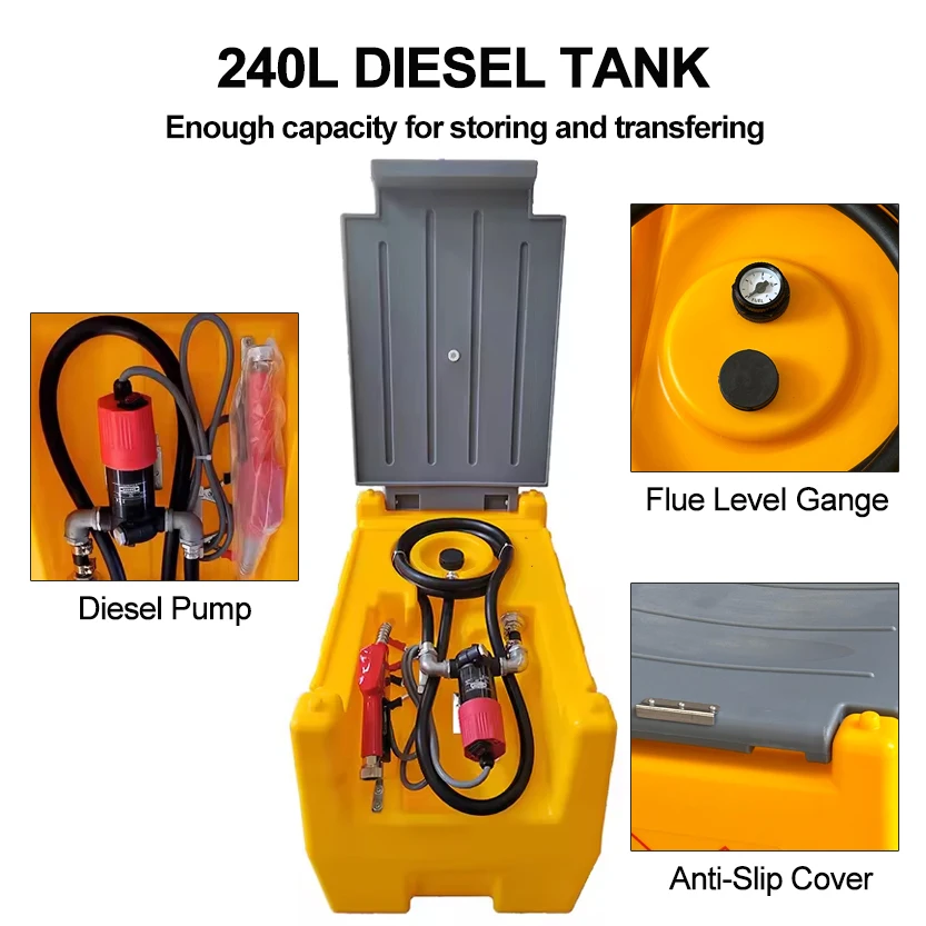 Portable 500 liter fuel tank with pump plastic gasoline diesel polyethylene storage tank hot sale manufacture