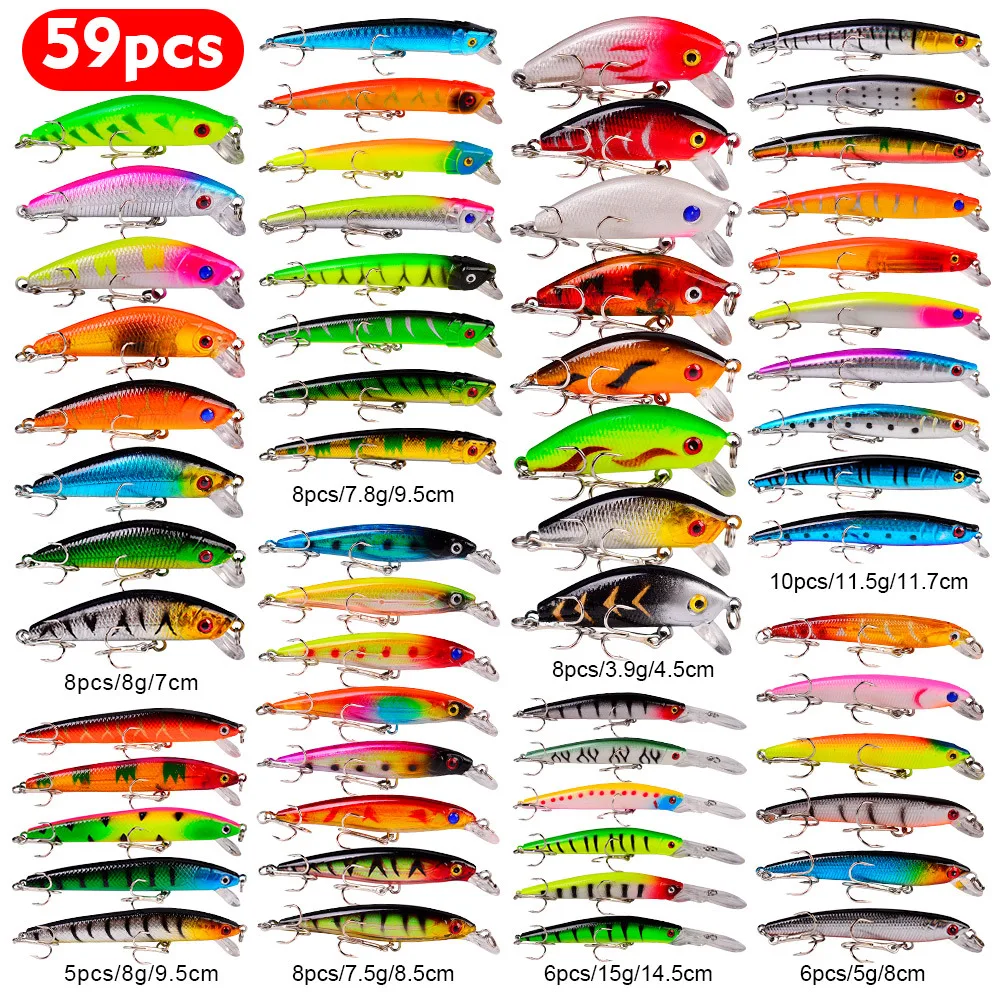 New Fishing Lures Hard Baits Minnow Wobbler Crankbaits Kits Mixed ...