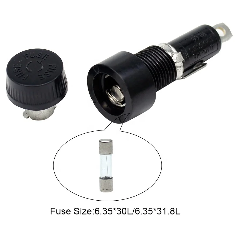 250V 30A Black Screw Montuing Inline Ceramic Fuse Holder