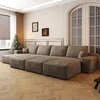 Sofa bed-Left chaise-3Seater-3Ottoman(Camel)
