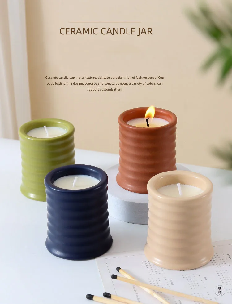 Custom Candle Container Empty Ceramic Candle Jars Luxury Scented