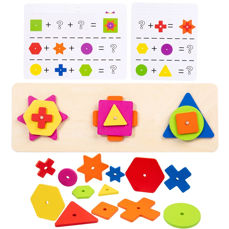 Tegneseriestil tidlig pedagogisk læring Puslespill Montessori-leker Geometrisk form sorteringsgaver til barn