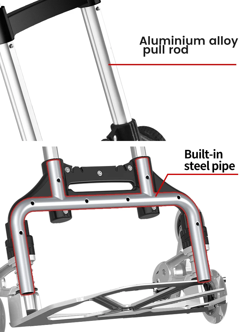 Stair Climber Hand Truck and Dolly, 176 Lb Capacity Heavy-Duty Trolley Cart with Telescoping Handle and TPR Wheels