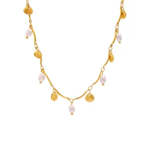 New Design Shell Shape Pendant Necklace Stainless Steel Fresh Water Pearl Pendant Necklace for Women