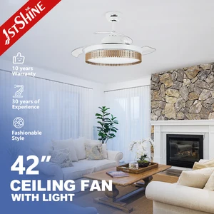 1stshine LED Ceiling Fan Elegant Dimmable 220V 3-Color Lighting Hidden Blades Retractable Led Ceiling Fan