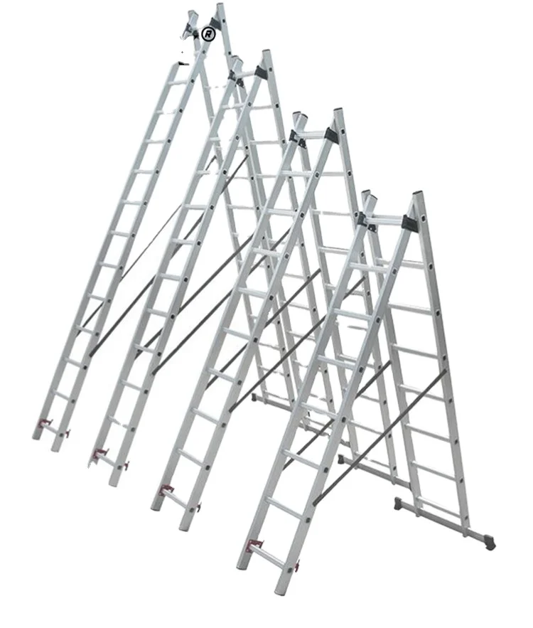 Aluminum 3 Section Extension Ladder With EN131 Household Factory Warehouse Roof