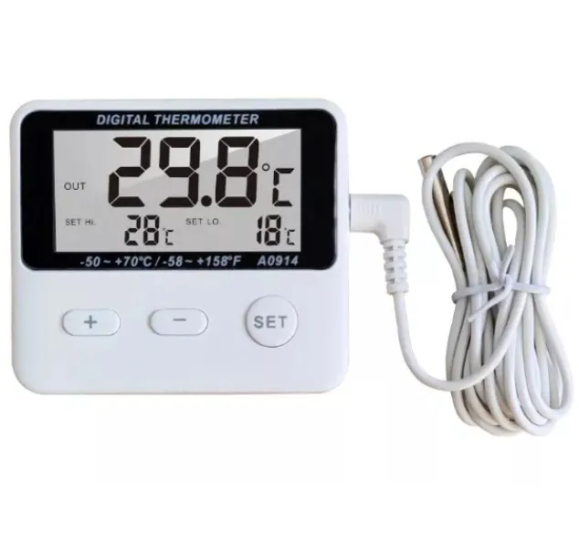 A0914 Digital Thermometer with Fridge Freezer Temperature Sensor Alarm and Max Min Function