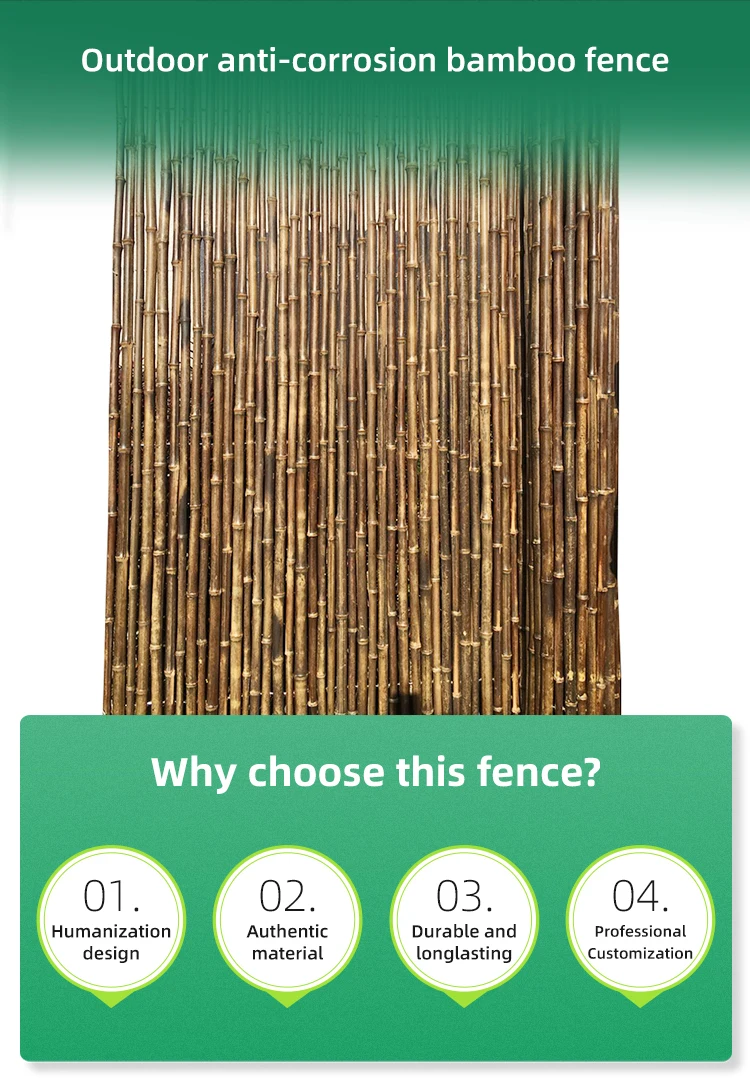 Carbonized Natural 8 Foot Tall One Inch Bamboo Fencing 16 Feet Length ...