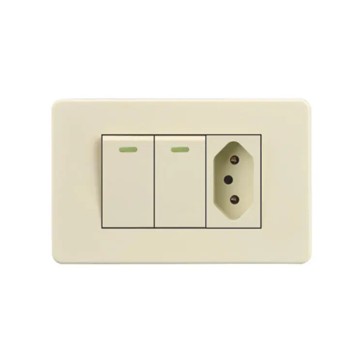 Hot Selling US Standard Modern Wall Switch and Socket Beige 1/2/3 Universal 10A Home Use Wall Socket