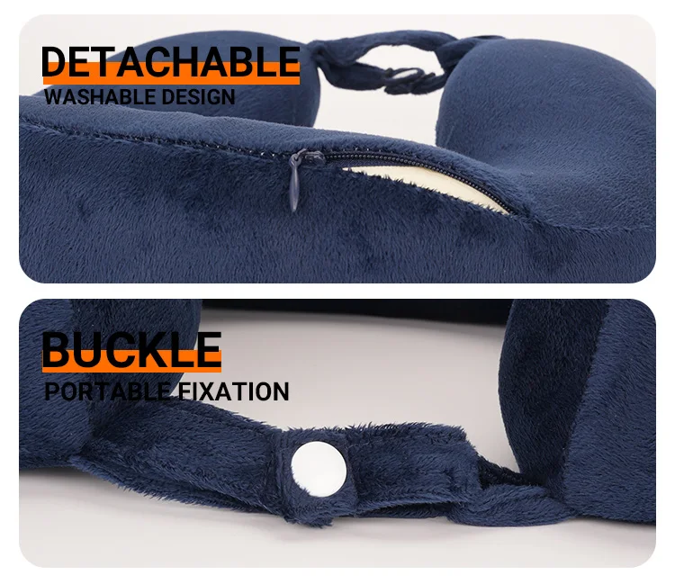 Custom Logo Slow Rebound Orthopedic Ergonomic Comfortable Cervical Memory Foam Custom Travel Car Neck Pillow for Airplane