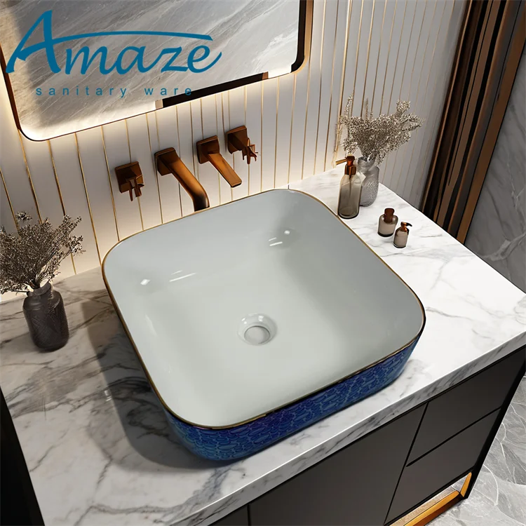 Factory wholesale new design ceramic sanitary ware bathroom sink countertop art hand wash basin