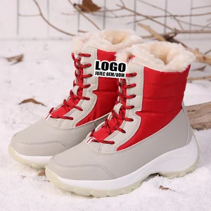 Fall Winter High-Top Fleece Lined Closed Toe Fashion Trend Snow Boots Large Size Cross-Border Rubber Upper Boots