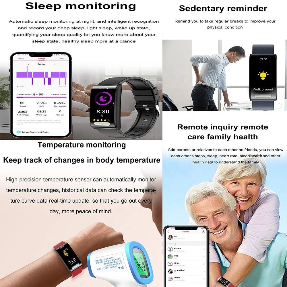 Smart Watch Band Heart Rate & Ecg Ekg Fitness Tracker With ECG PPG Spo2 Blood Pressure Bp Sensor Monitor Smart Bracelet