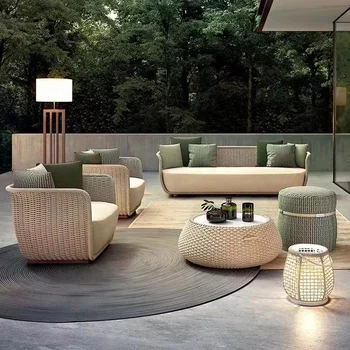 Aluminum Outdoor Chair Home And Garden Rattan Furniture Set Sectional Rope Furniture Set Resort