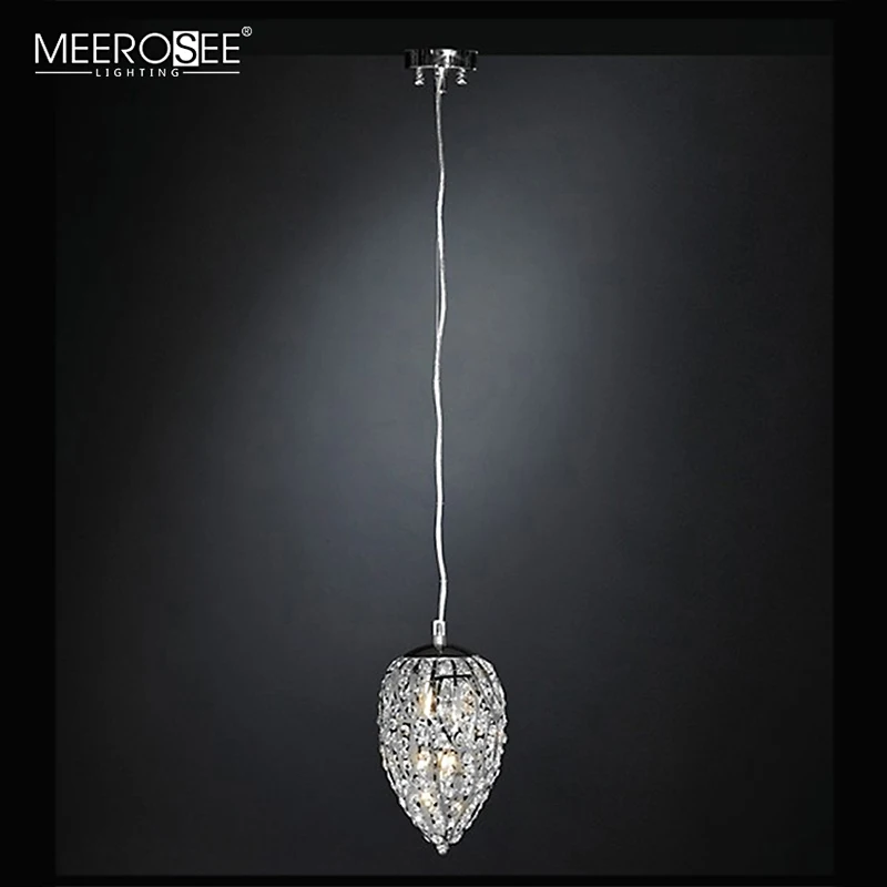 MEEROSEE Hot Selling Indoor Designs Pendant Light Staircase Single Small Pendant Stainless steel Crystal Hanging Lamp MD86719