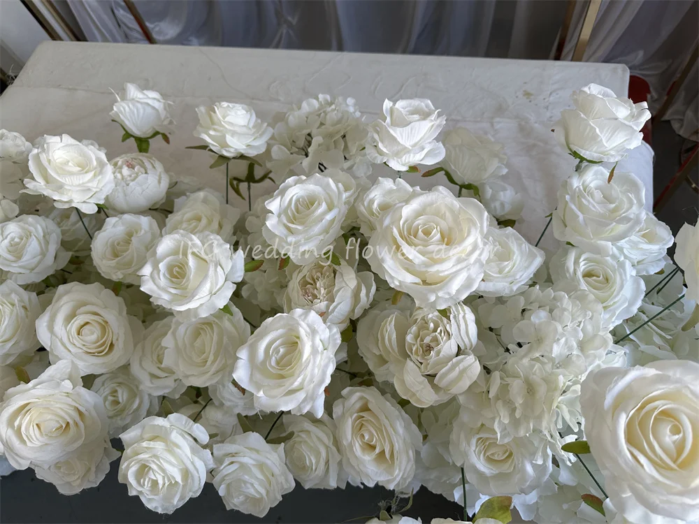 IFG Wholesale 12ft Long Size Silk Floral White Table Flower Runner for ...