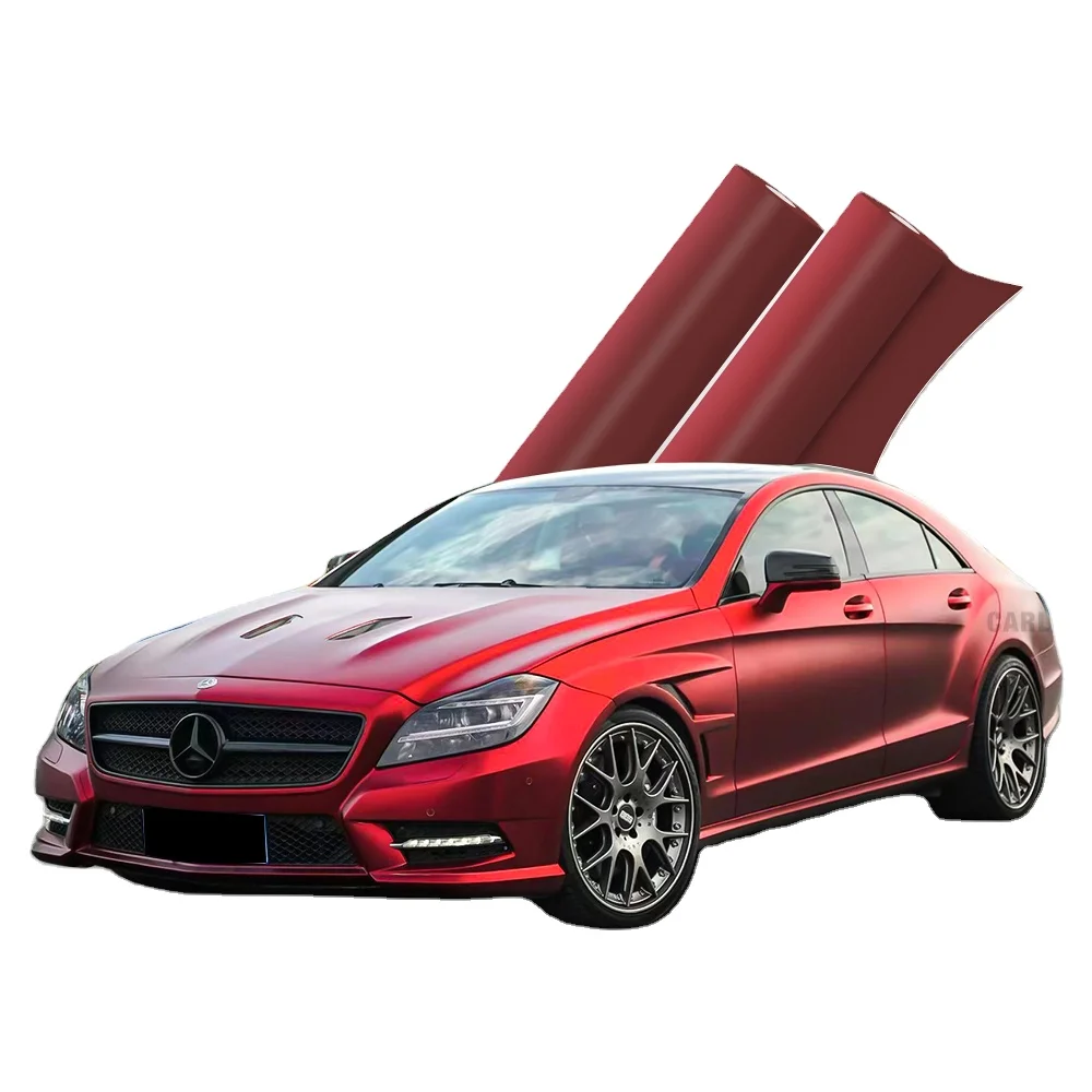 Carlas Pet Romanee Red 1.52 18M Matte Chrome Romanee Red Car Wrap Film Wrapping Vinyl Stickers