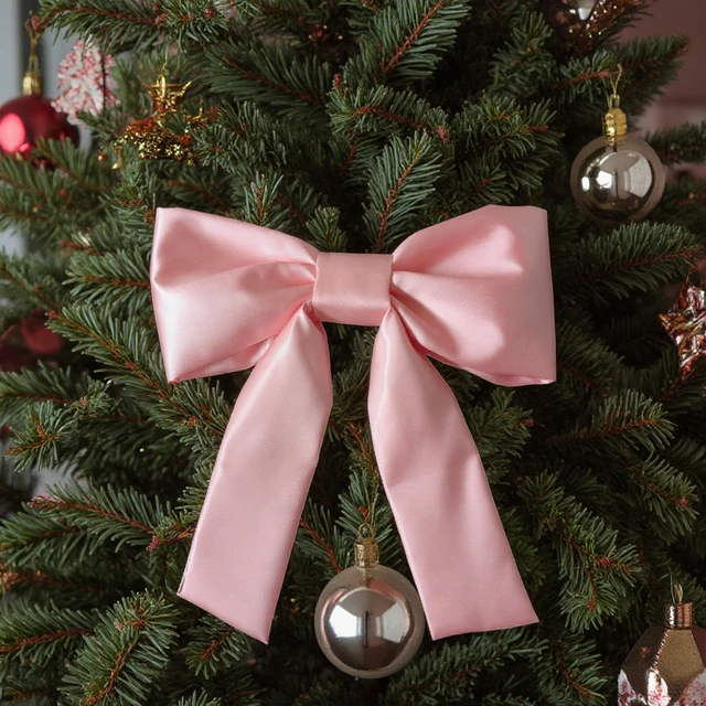 Handmade Pink Polyester Satin Fabric Bow for Various Festive Decorations-for Wedding Christmas Valentine's Day Father's Day