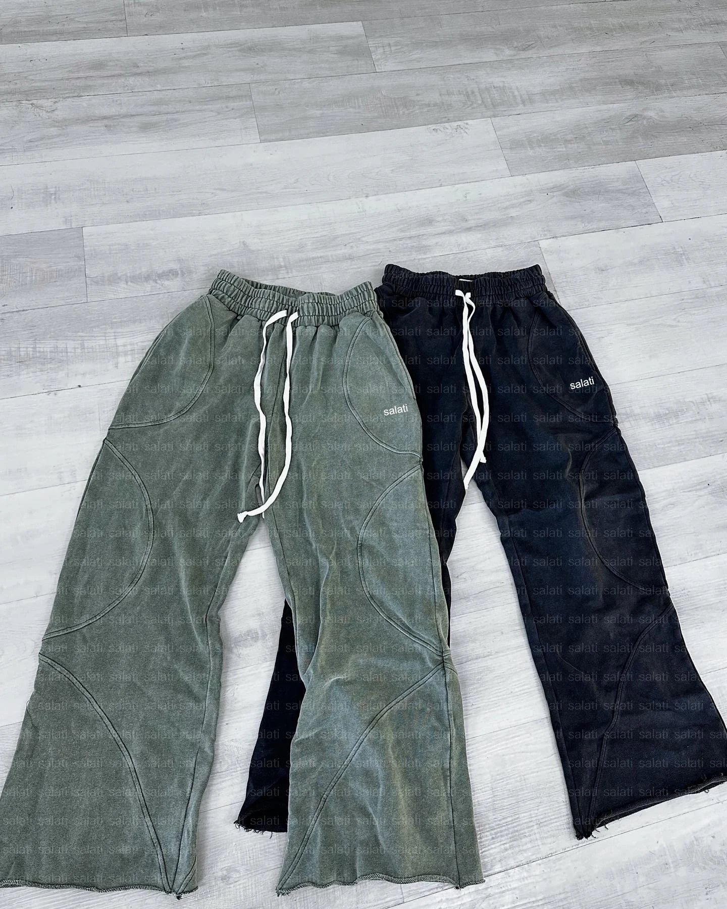 Distressed Raw Hem Sweat Trousers Custom Vintage Cotton Straight Baggy Relaxed Track Pants Blank Acid Wash Flared Sweatpants Men