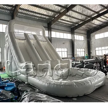 Hot Sale Commercial Pvc White Water Slide Double Lane Kids Adults Waterslides For Sale