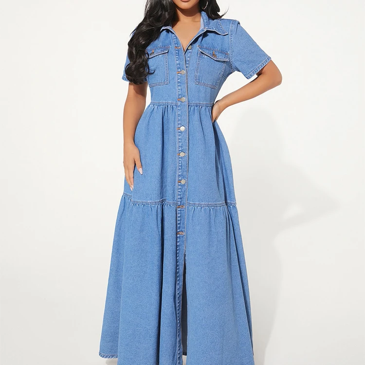 denim dress for wedding Rylie Denim Strapless Fringe Mini Dress - XL Size - Women's Dresses main image 1