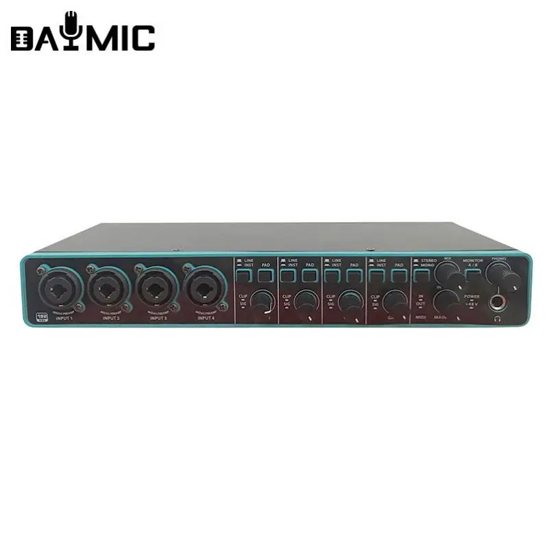 Factory Usb Pc Computer Sound Cards 4 Input Audio Interface Music Live Studio Recording Equipment Professional