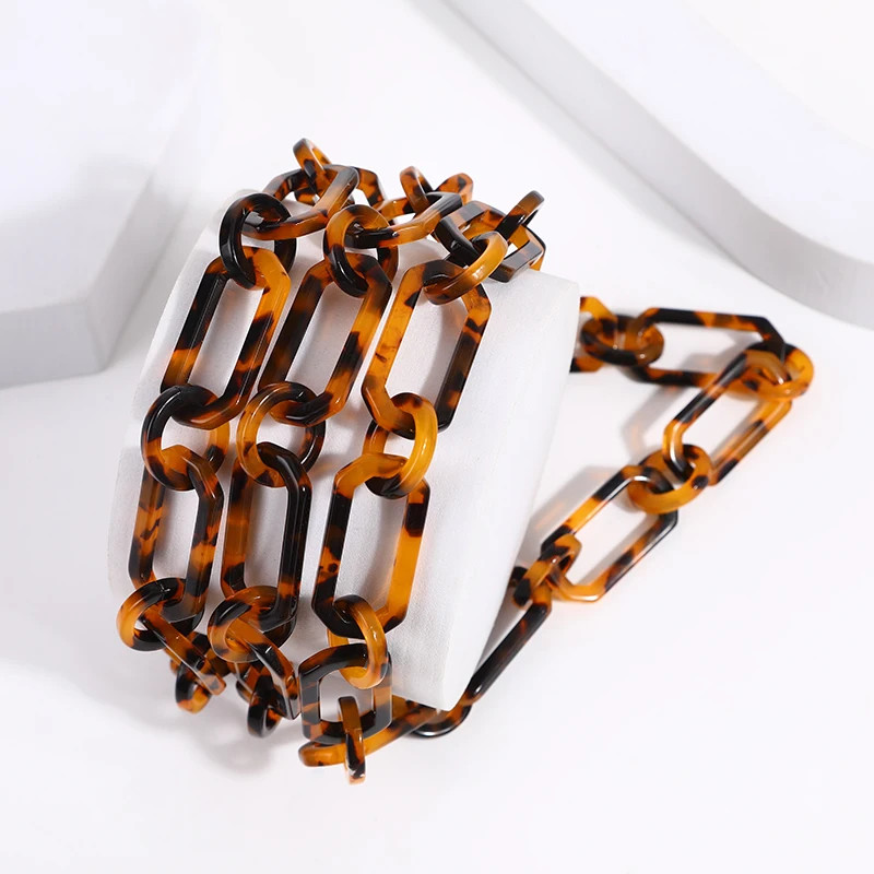 Newest Design Fashion Statement Cellulose Acetate Acrylic Chain Necklace Jewelry Acrylic Resin Plastic Necklace Jewelry