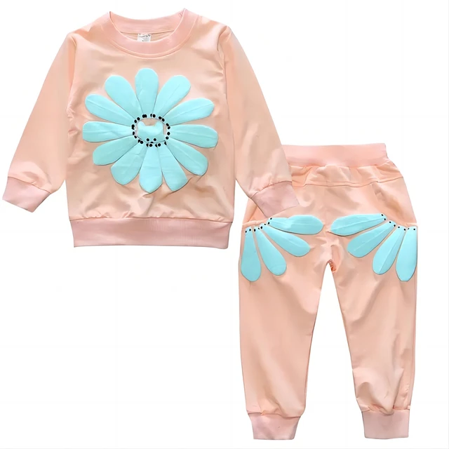 Children Clothes Top Little Girl Model 2 Pieces Clothing Set  And Long Pants Children Girl Clothes Set