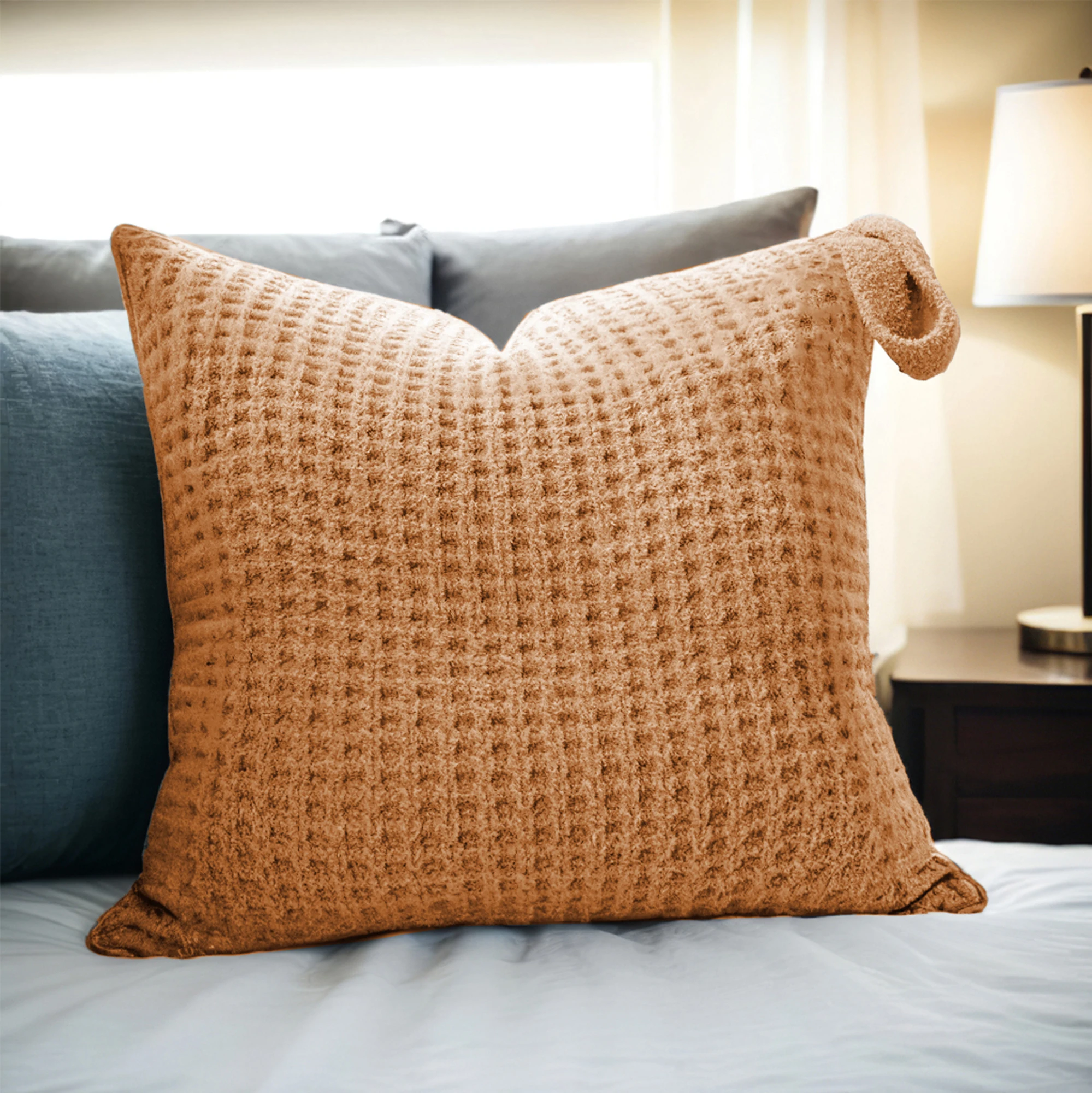 OEKO-Tex Certificated 2-in-1 Pillow Knitted Reversible USA Buttery Blanket Chenille American Flag Feather Yarn Throw Blanket