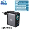 Gray 67W TFT Gan Fast Charger