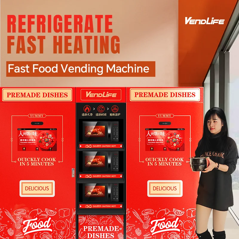 Vendlife Makanan Panas Kotak Makan Sup Mesin Penjual Sistem Lift Kod QR Kad Kredit Pembayaran Maquina Expendedora