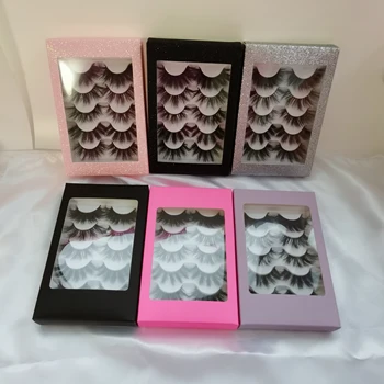 5 Pairs False Eyelashes Packaging 3d mink fur eylashes case 5 pairs lashes box with your own logo