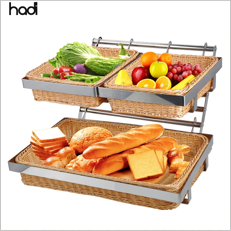 Hushee 2 set imitatie rotan broodmand met deksel rieten broodmanden