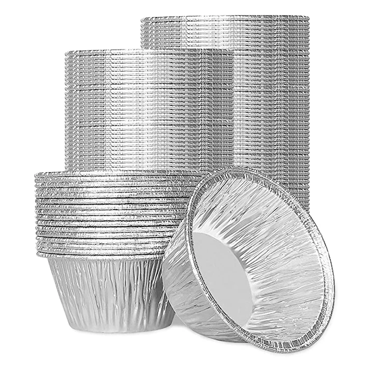 TIA YB28 150ML Three Inch Semi-circular Cup Alloy Aluminum Foil Container Airline Food Packaging Tray Stackable Foil Container