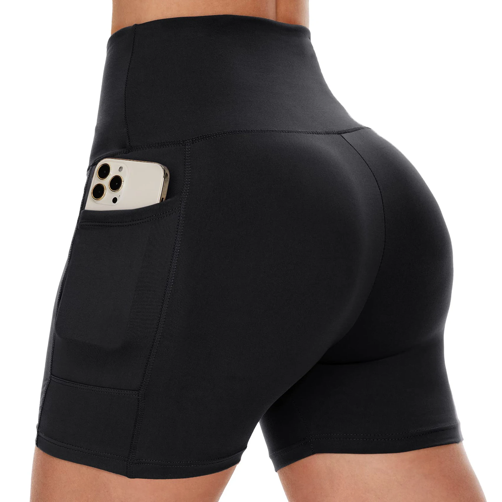 Wholesale Custom High Waisted Tummy Control Workout Yoga Shorts For ...